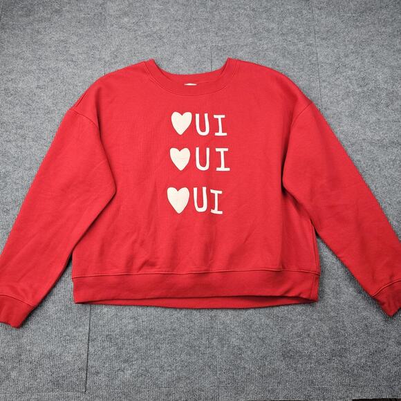 Maeve Sweatshirt Womens XL Red Oui Heart Crewneck Rebecca Mayfield Valentine - Picture 1 of 8